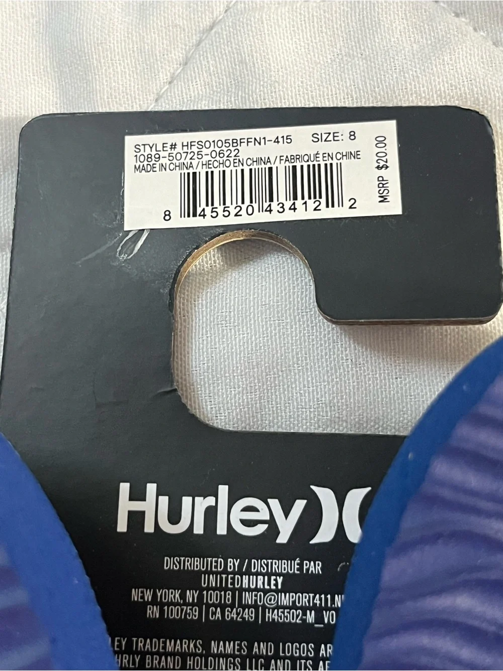 Hurley Blue Logo Flip Flops